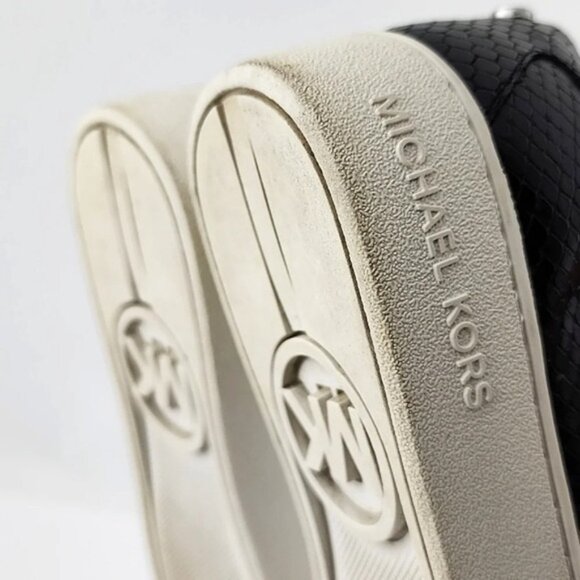 Michael Kors MK Women's Sneaker Shoes Black Reptile Texture 3 Straps Size 5M - Picture 5 of 14